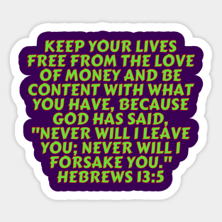 Bible Verse Hebrews 13:5 Sticker